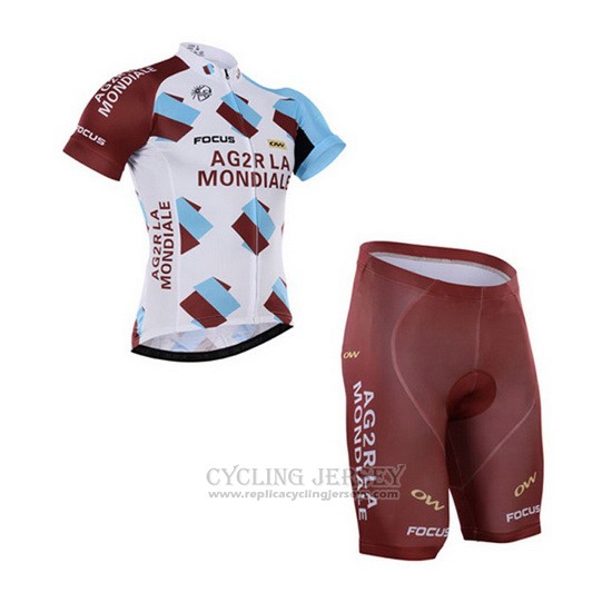 2016 Cycling Jersey Ag2rla Marron Short Sleeve and Bib Short